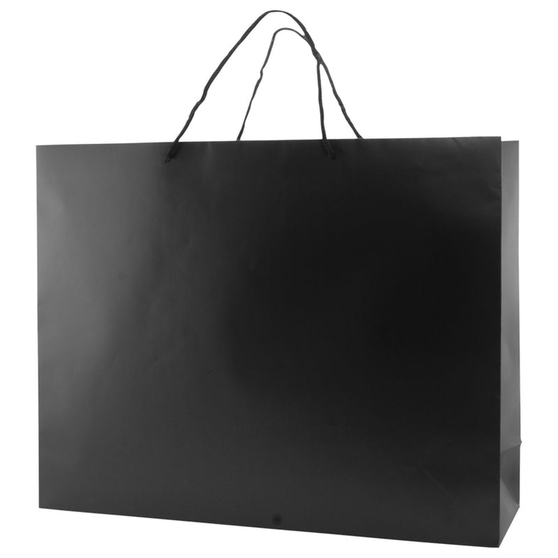 Paper Take-Out Bags - Rope Handles - Rectangle - Black - 9.5 x 14 - Large  - 10 Count Box