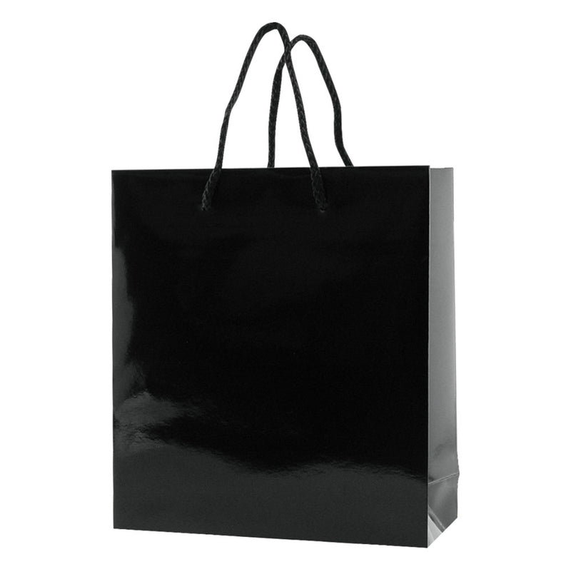 Glossy Rope Handle Bags - Black