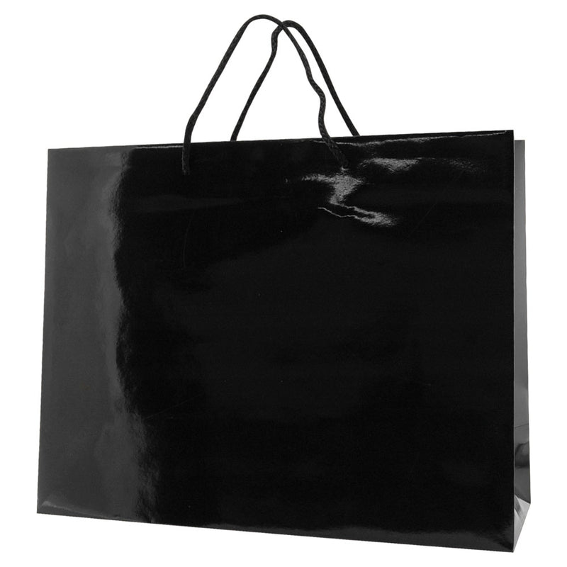 Glossy Rope Handle Bags - Black