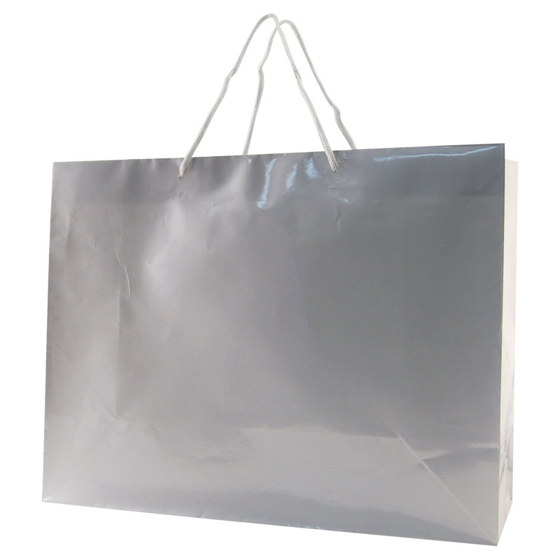 Glossy Rope Handle Bags - Silver
