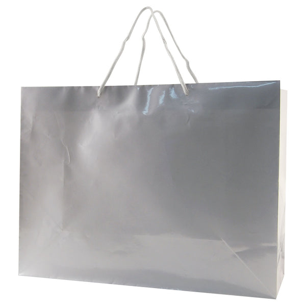 Glossy Rope Handle Bags - Silver